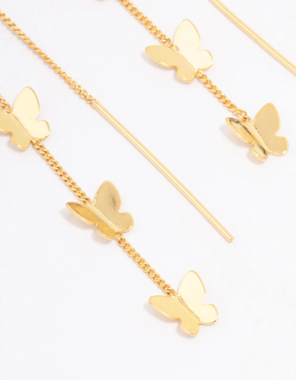 Gold Plated Butterfly Trio Drop Earrings - Image 2