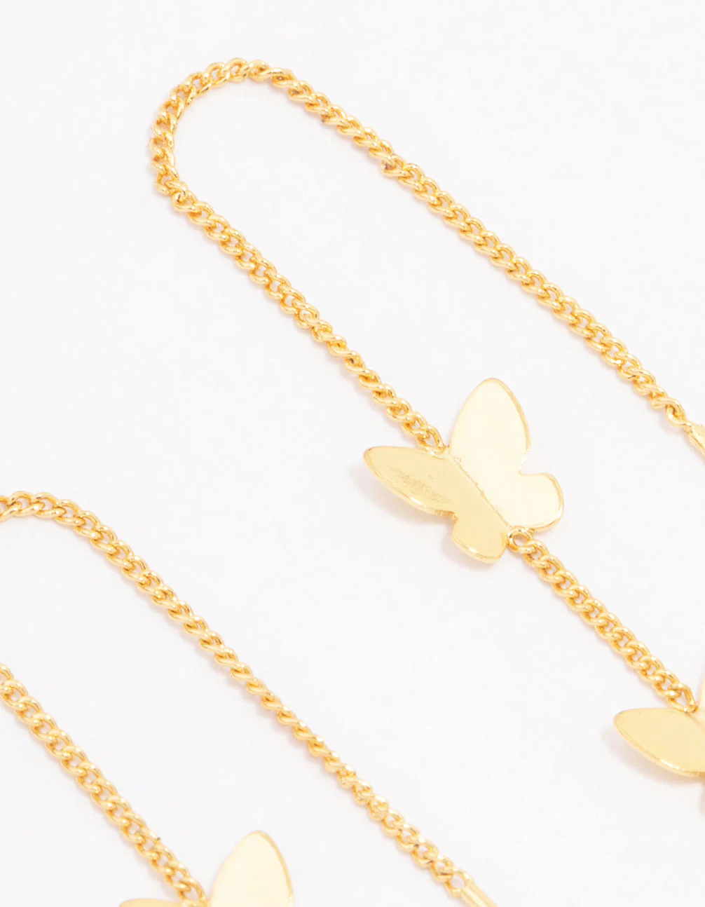 Gold Plated Butterfly Trio Drop Earrings - Image 3