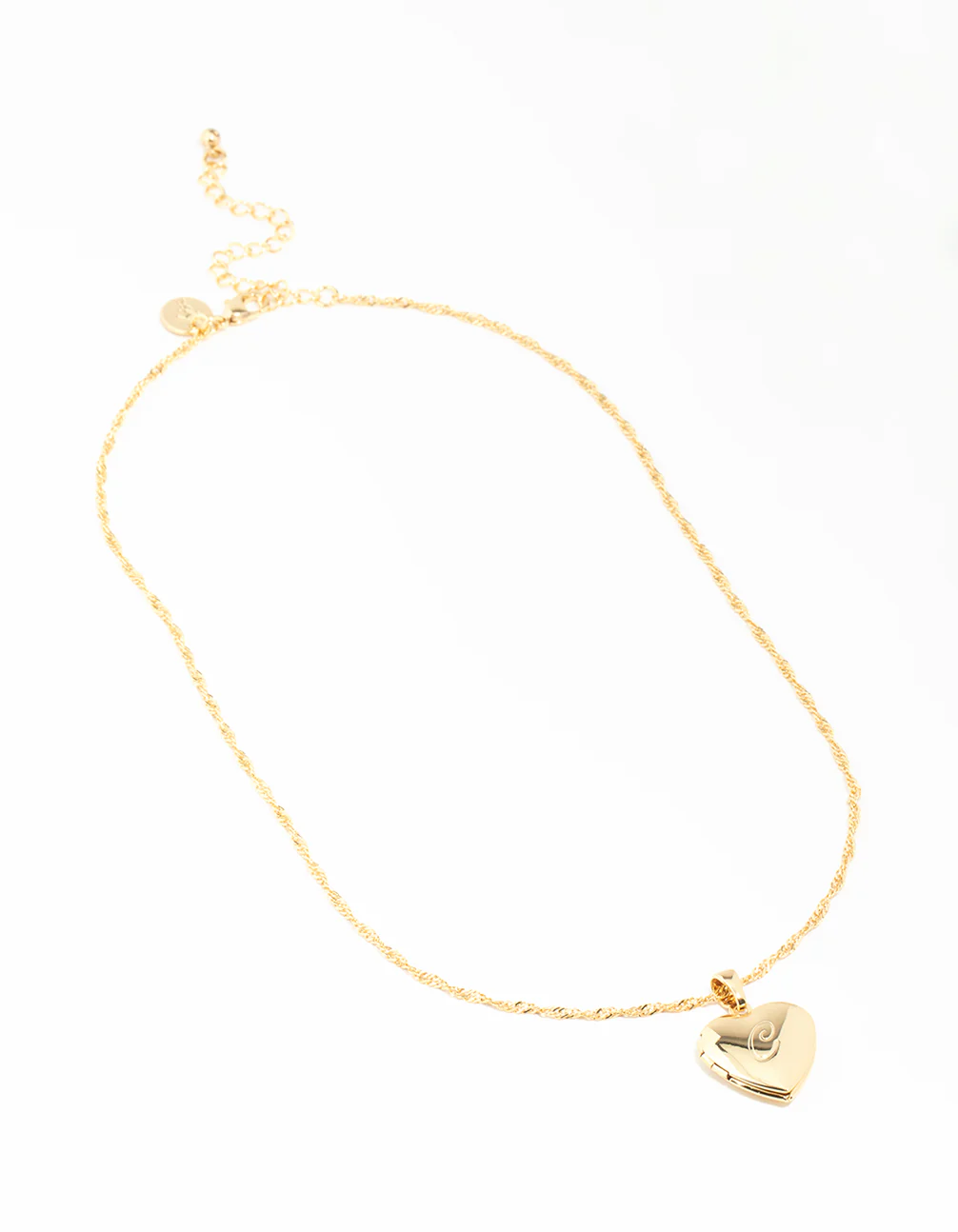 Gold Plated C Heart Locket Necklace - Image 2