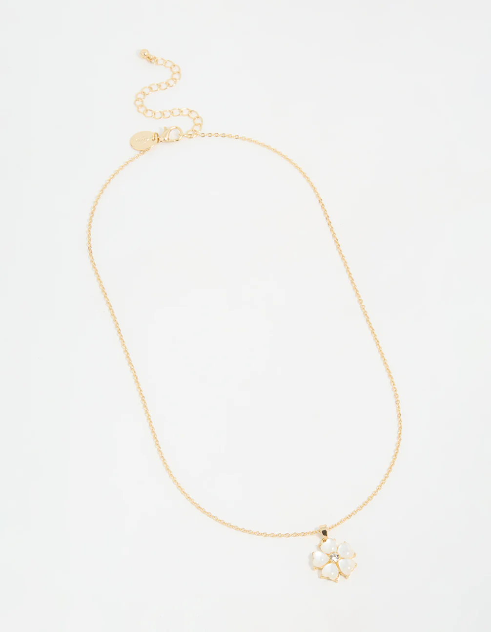 Gold Plated Catseye Flower Pendant Necklace - Image 4