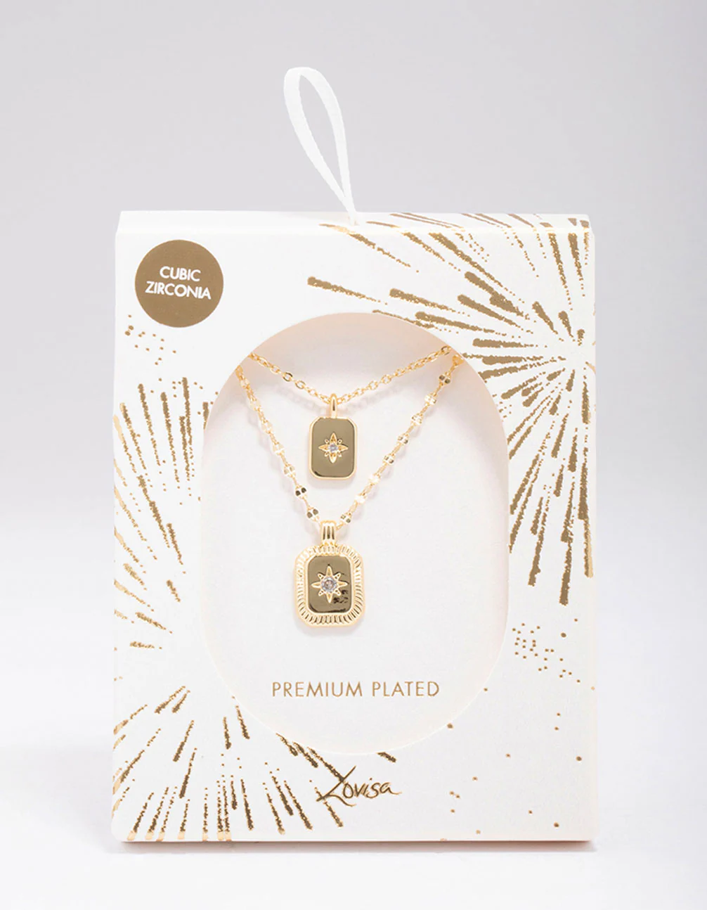 Gold Plated Celestial Cubic Zirconia Layered Necklace - Image 2