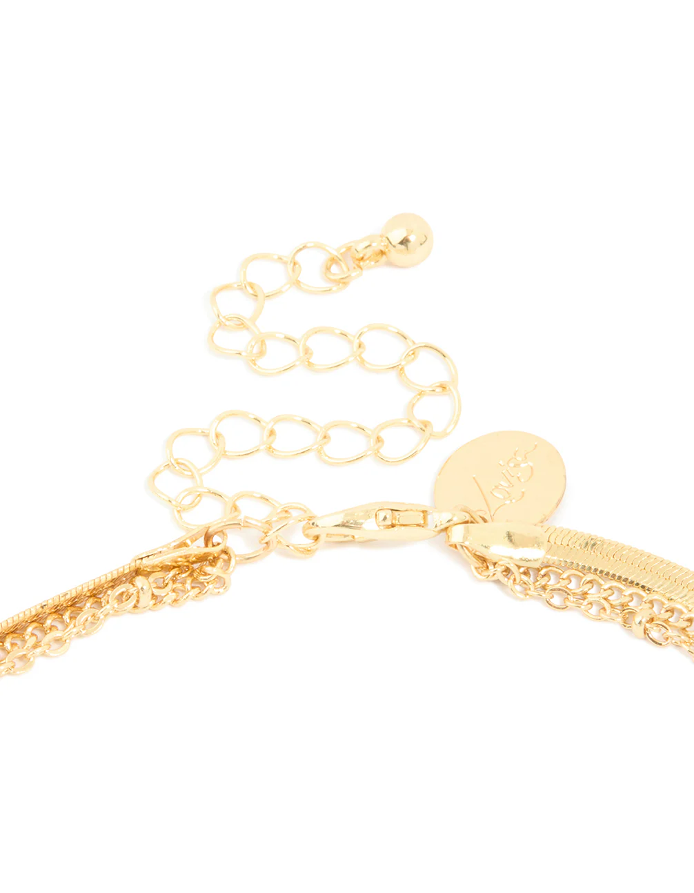 Gold Plated Chain & Hammered Circle Layered Necklace - Image 3