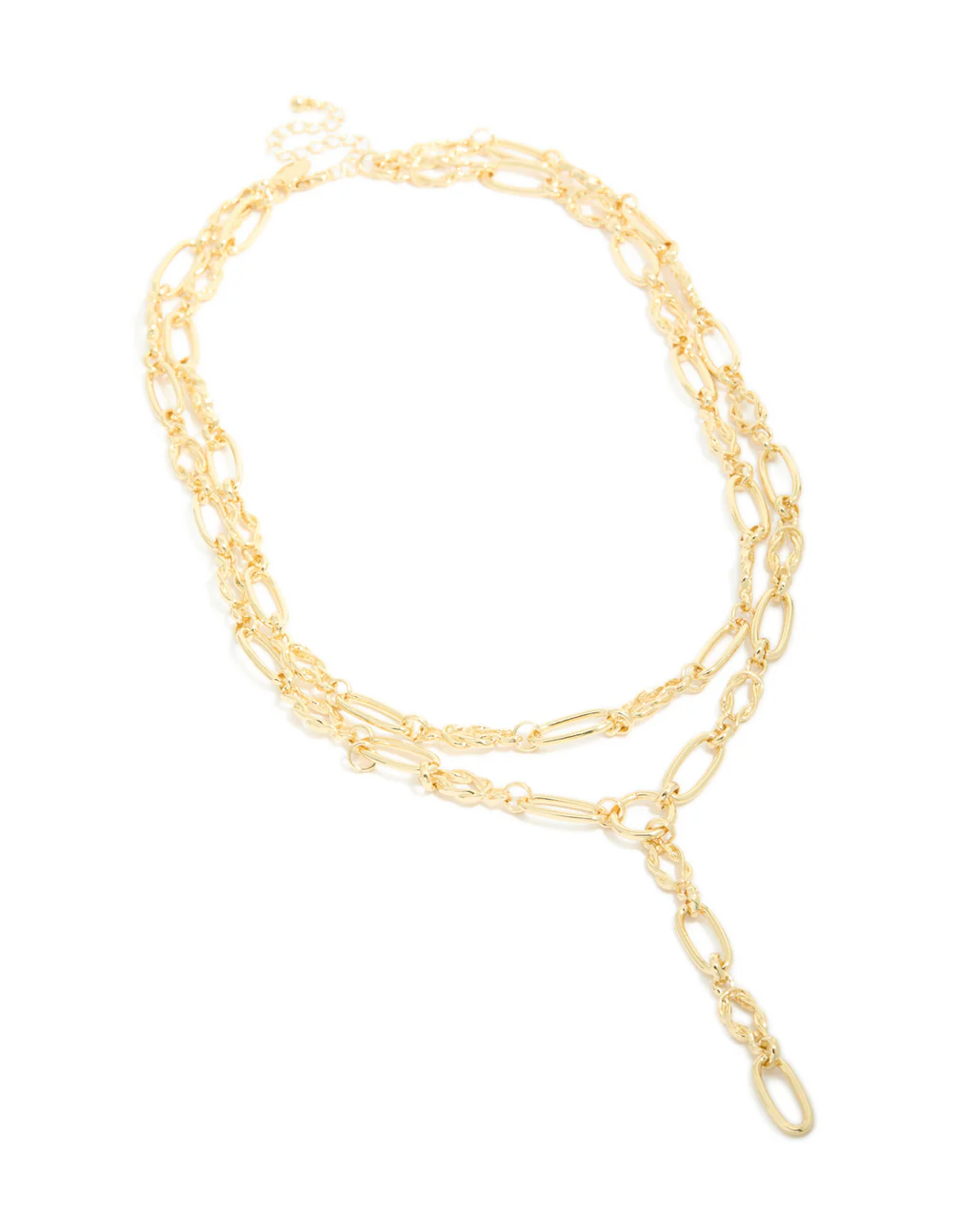 Gold Plated Chain Layered Knot Y-Necklace - Image 2