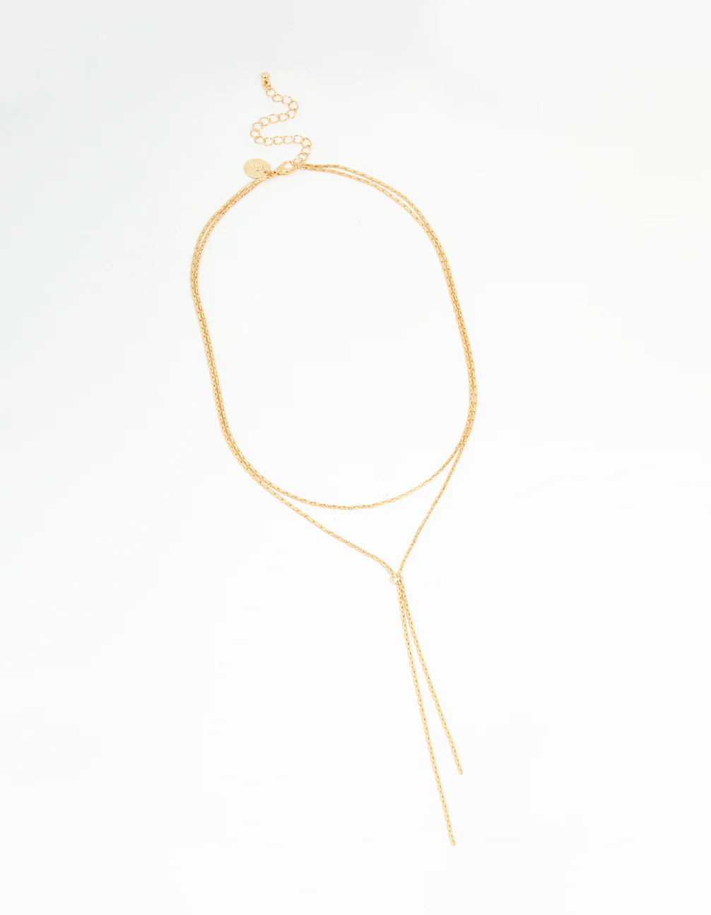 Gold Plated Chain Layered Y- Necklace - Image 2