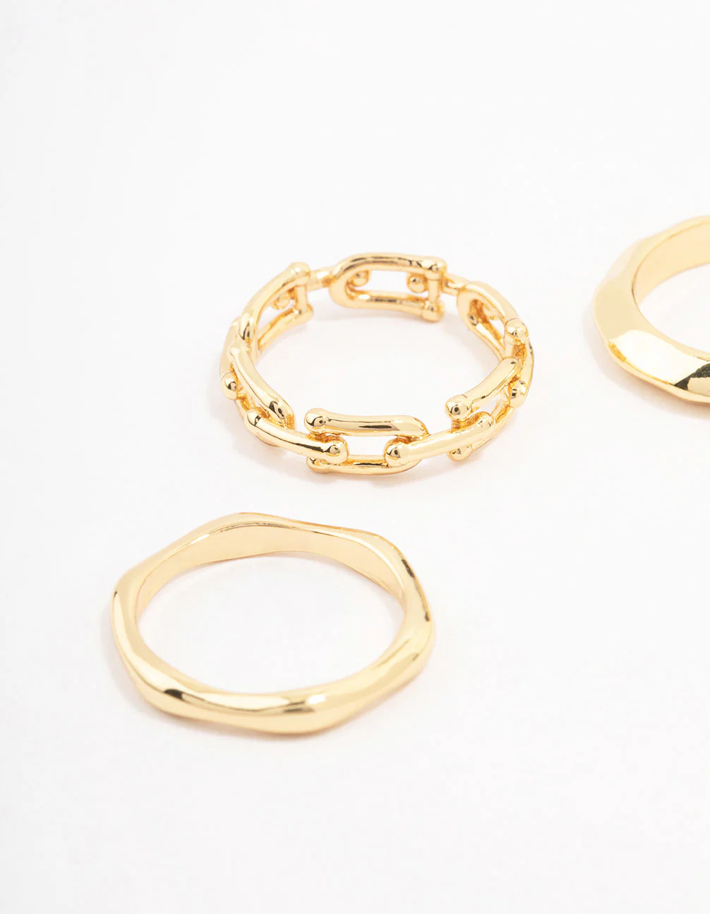Gold Plated Chain Link Stacking Ring 3-Pack - Image 2
