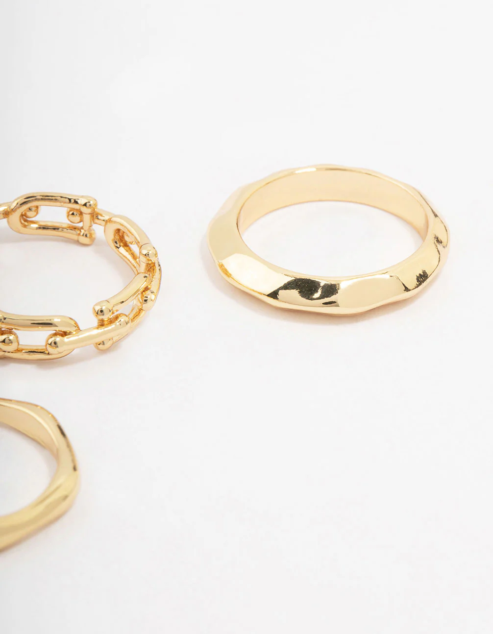 Gold Plated Chain Link Stacking Ring 3-Pack - Image 3