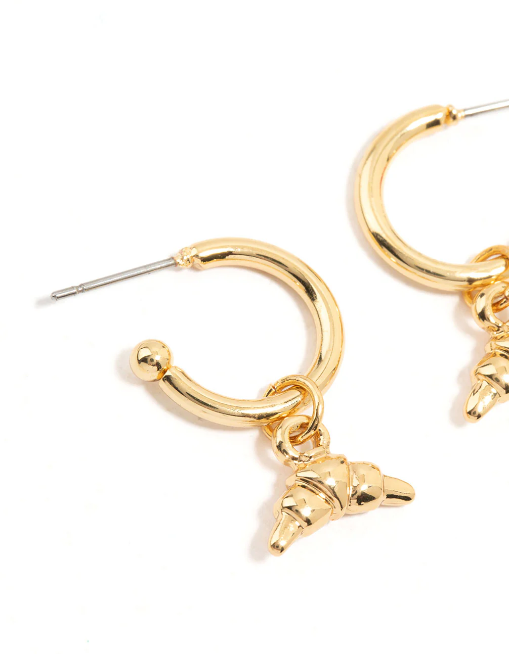 Gold Plated Cherry & Croissant Hoop Earrings 2-Pack - Image 2