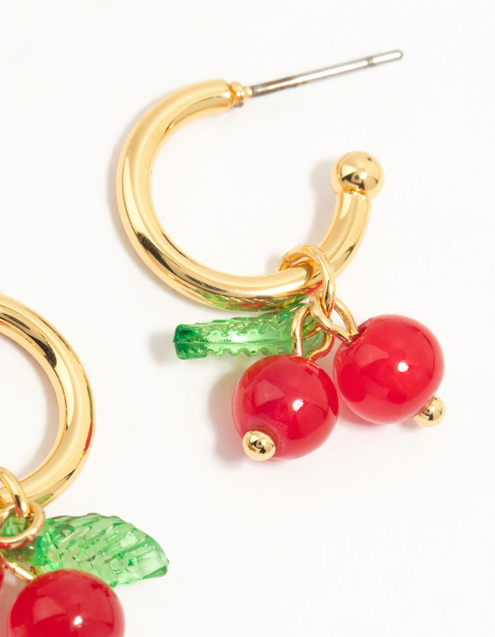 Gold Plated Cherry & Croissant Hoop Earrings 2-Pack - Image 3