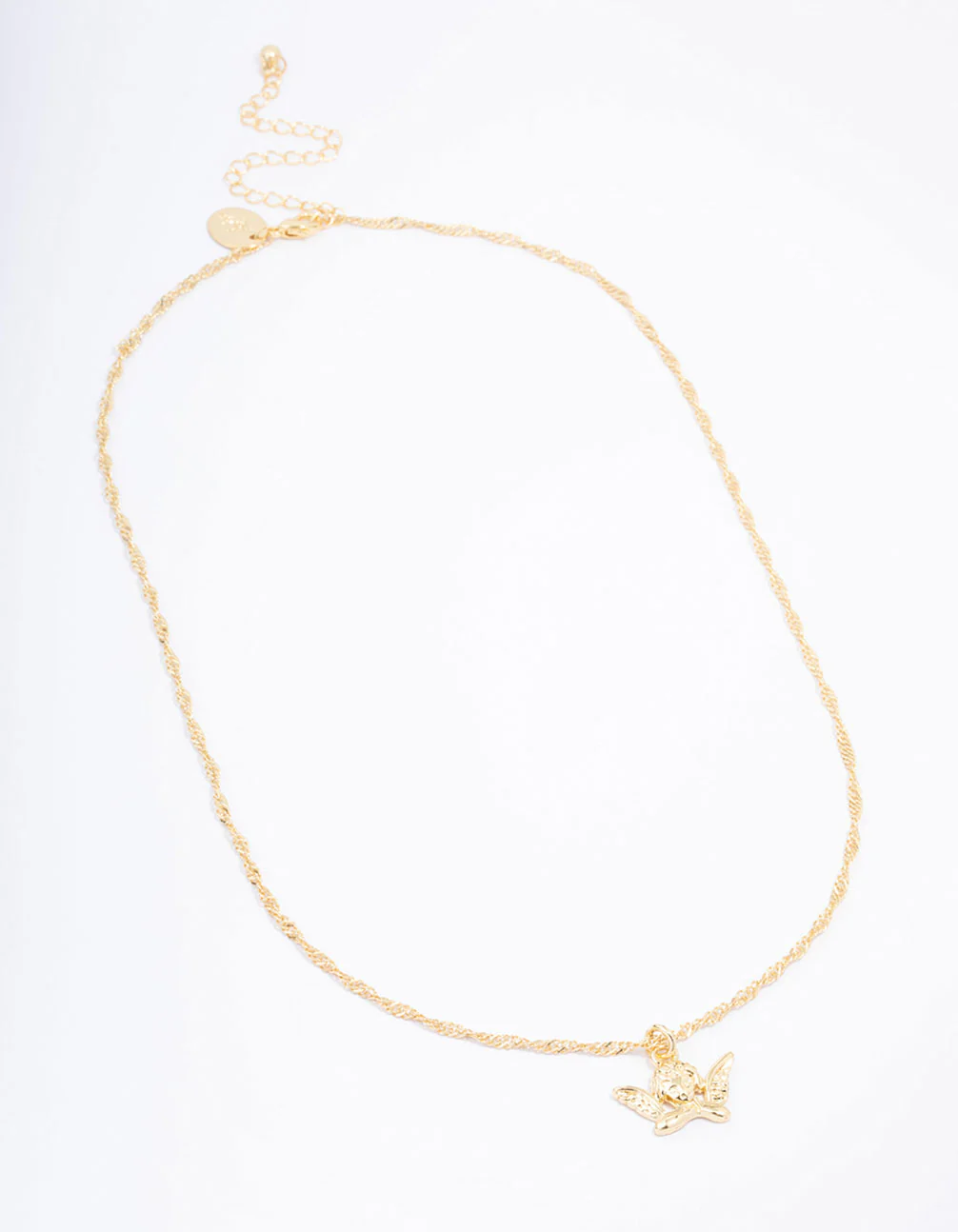 Gold Plated Cherub Twisted Chain Pendant Necklace - Image 2
