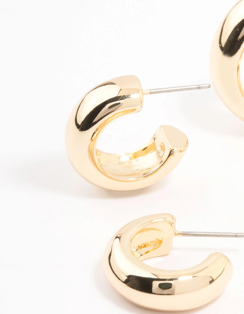 Gold Plated Chunky Hoop Earrings 2-Pack - Image 2