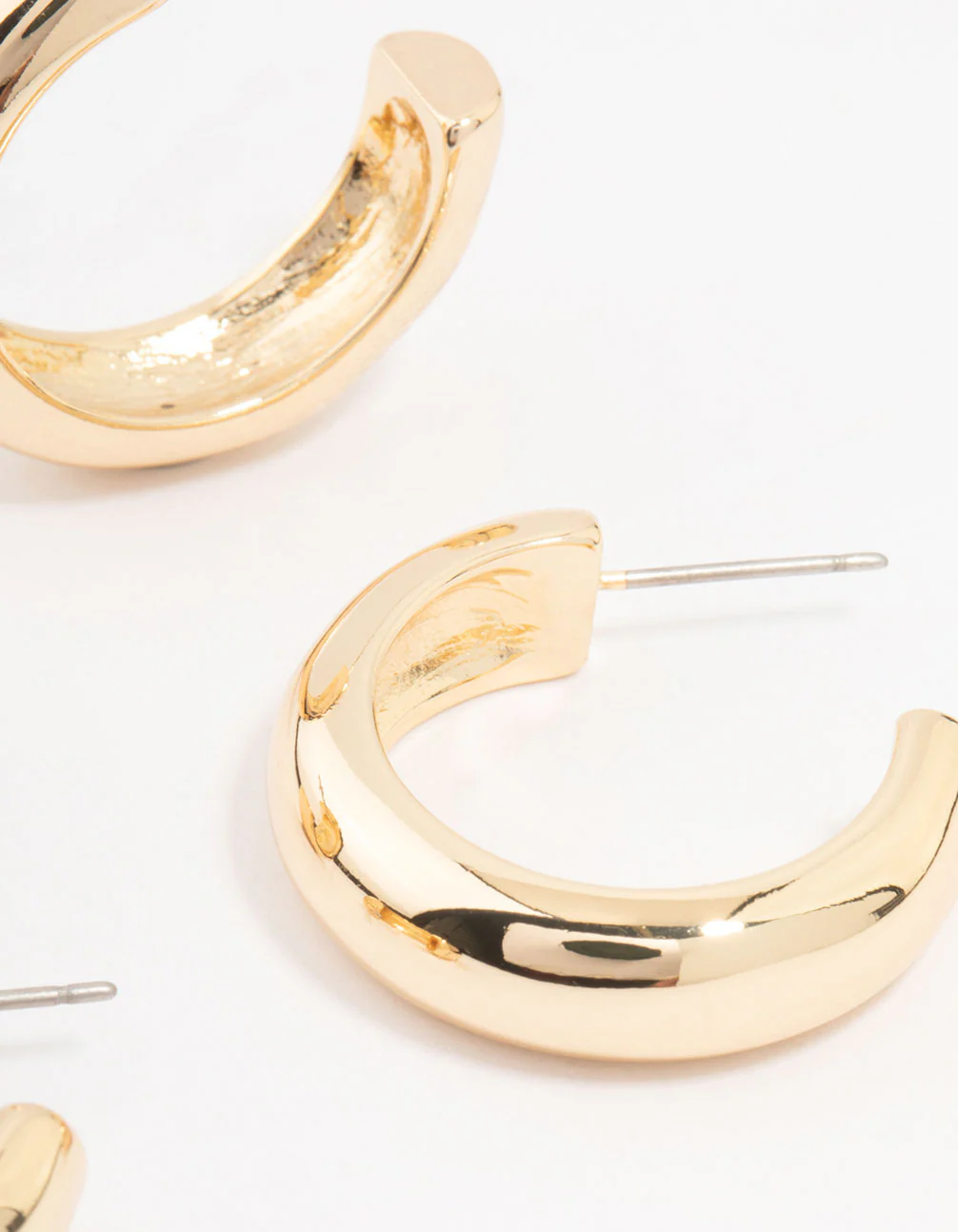 Gold Plated Chunky Hoop Earrings 2-Pack - Image 3
