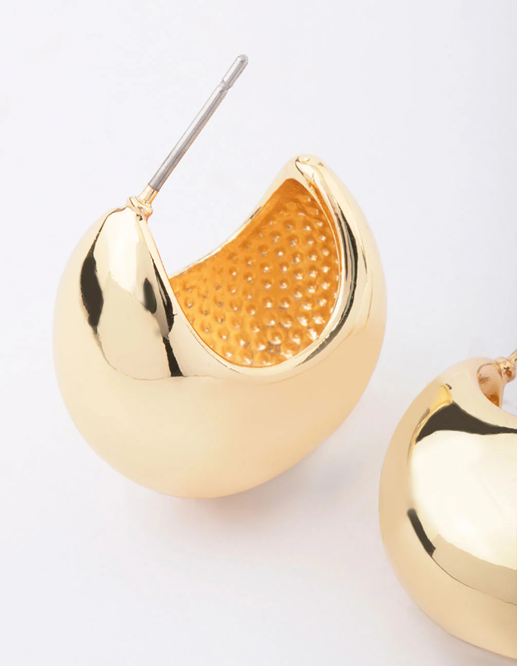 Gold Plated Brass Chunky Hoop Earrings - Image 2