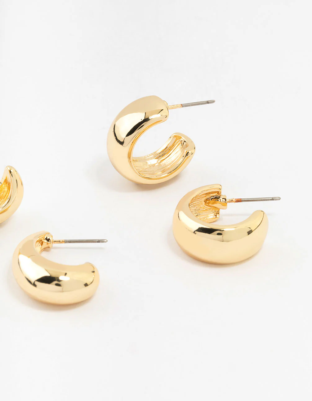 Gold Plated Chunky Hoop Earrings 3-Pack - Image 3