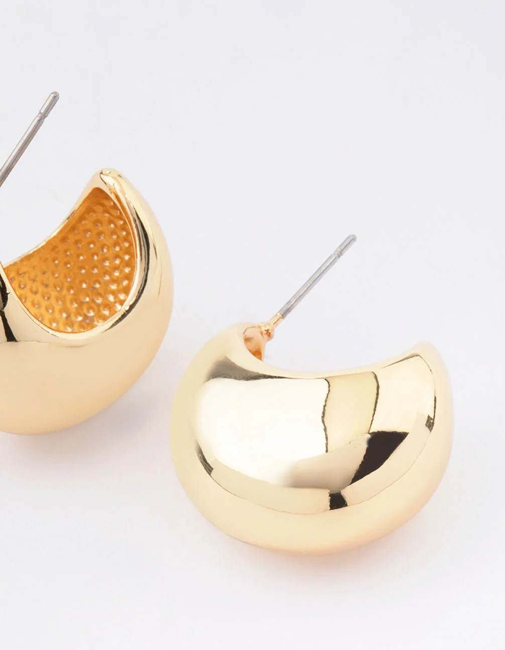 Gold Plated Brass Chunky Hoop Earrings - Image 3
