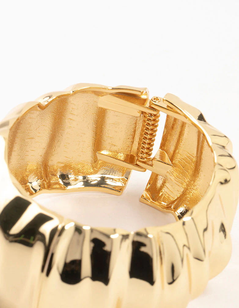 Gold Plated Chunky Ripple Wrist Cuff - Image 3