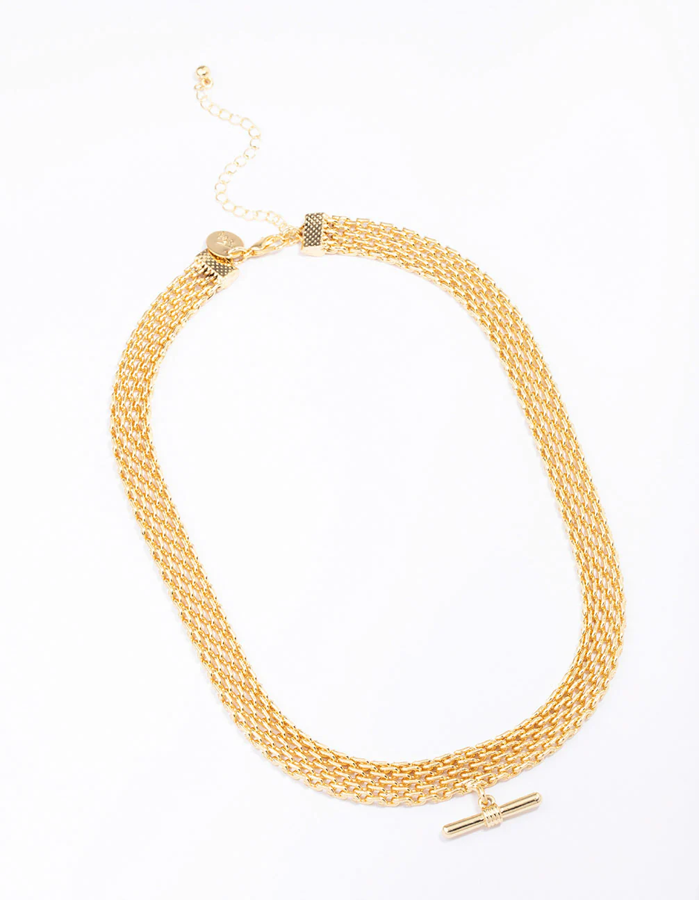 Gold Plated Chunky T Bar Chain Necklace - Image 2