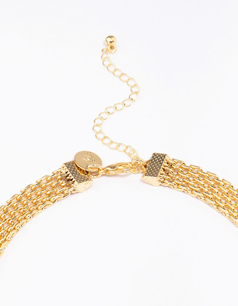 Gold Plated Chunky T Bar Chain Necklace - Image 3