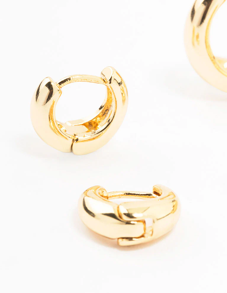 Gold Plated Clean Hoop Earrings 3-Pack - Image 2
