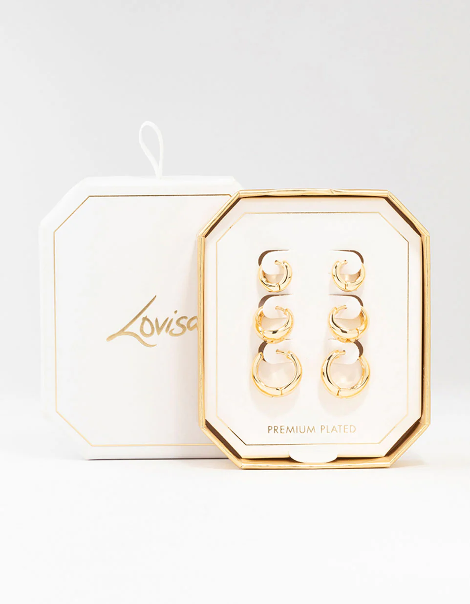 Gold Plated Clean Hoop Earrings 3-Pack - Image 3