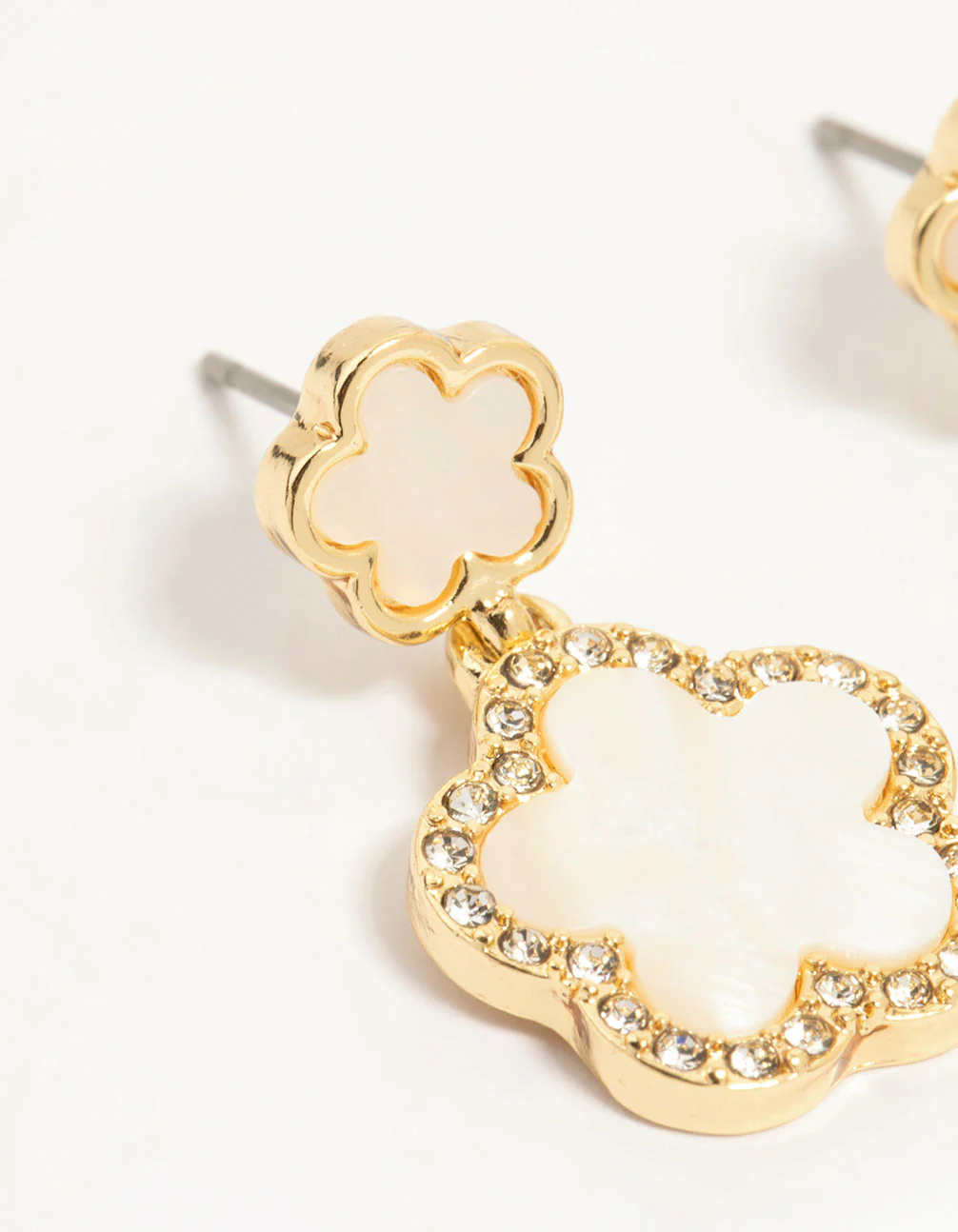 Gold Plated Flower Drop Earrings - Image 4