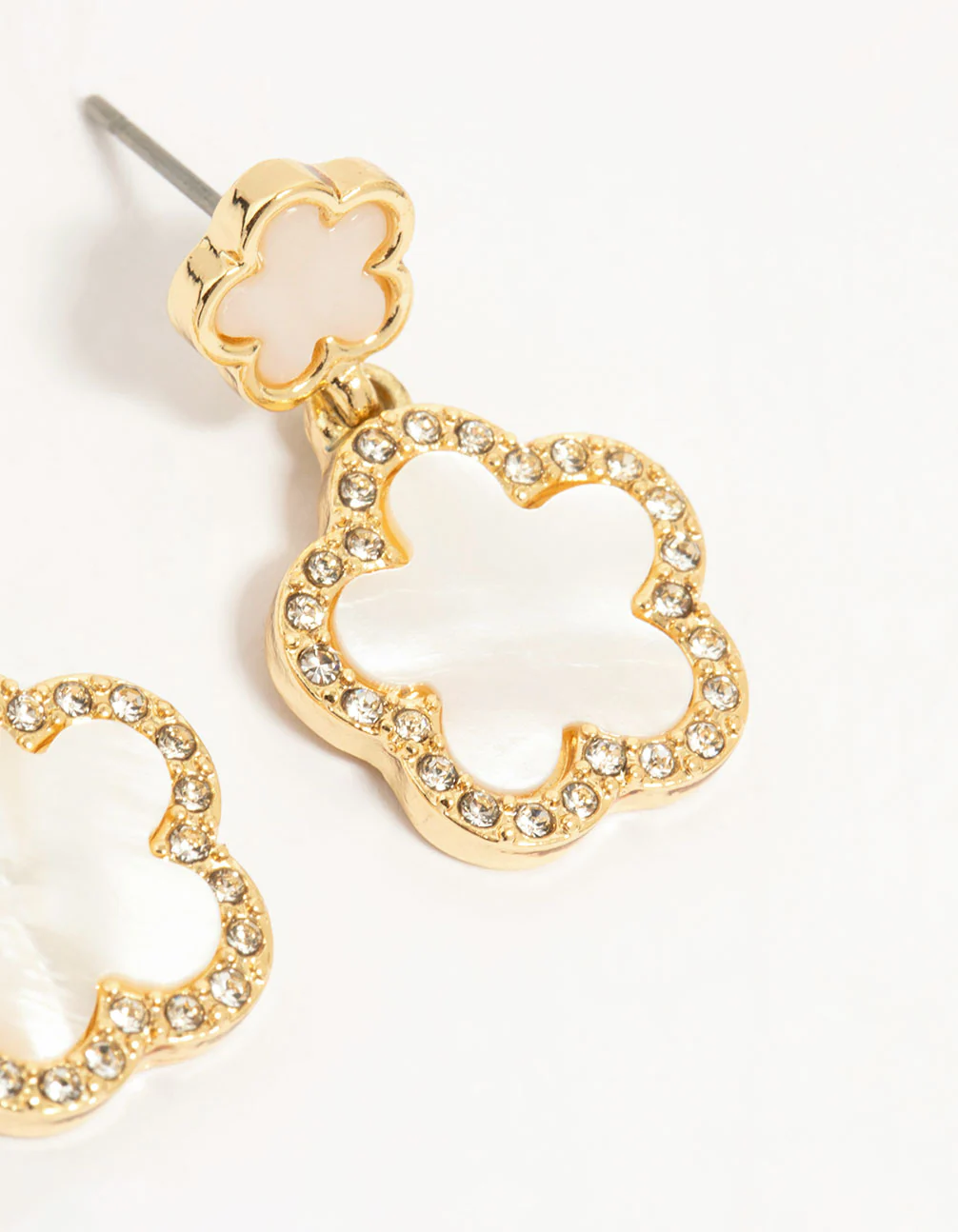 Gold Plated Flower Drop Earrings - Image 5