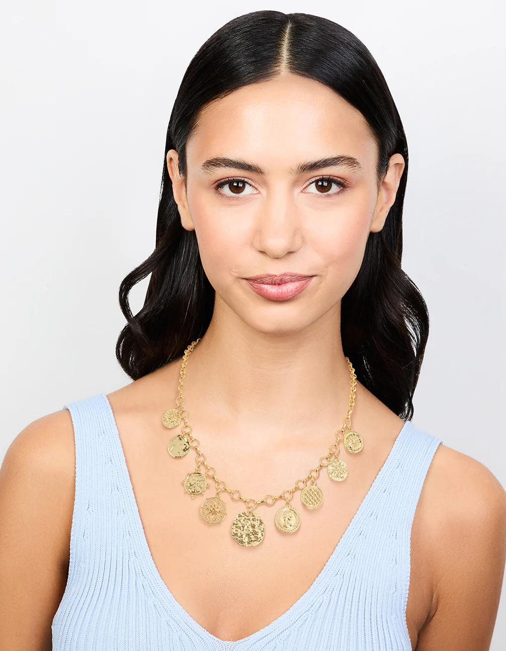 Gold Plated Coin Disc Charm Pendant Necklace - Image 2