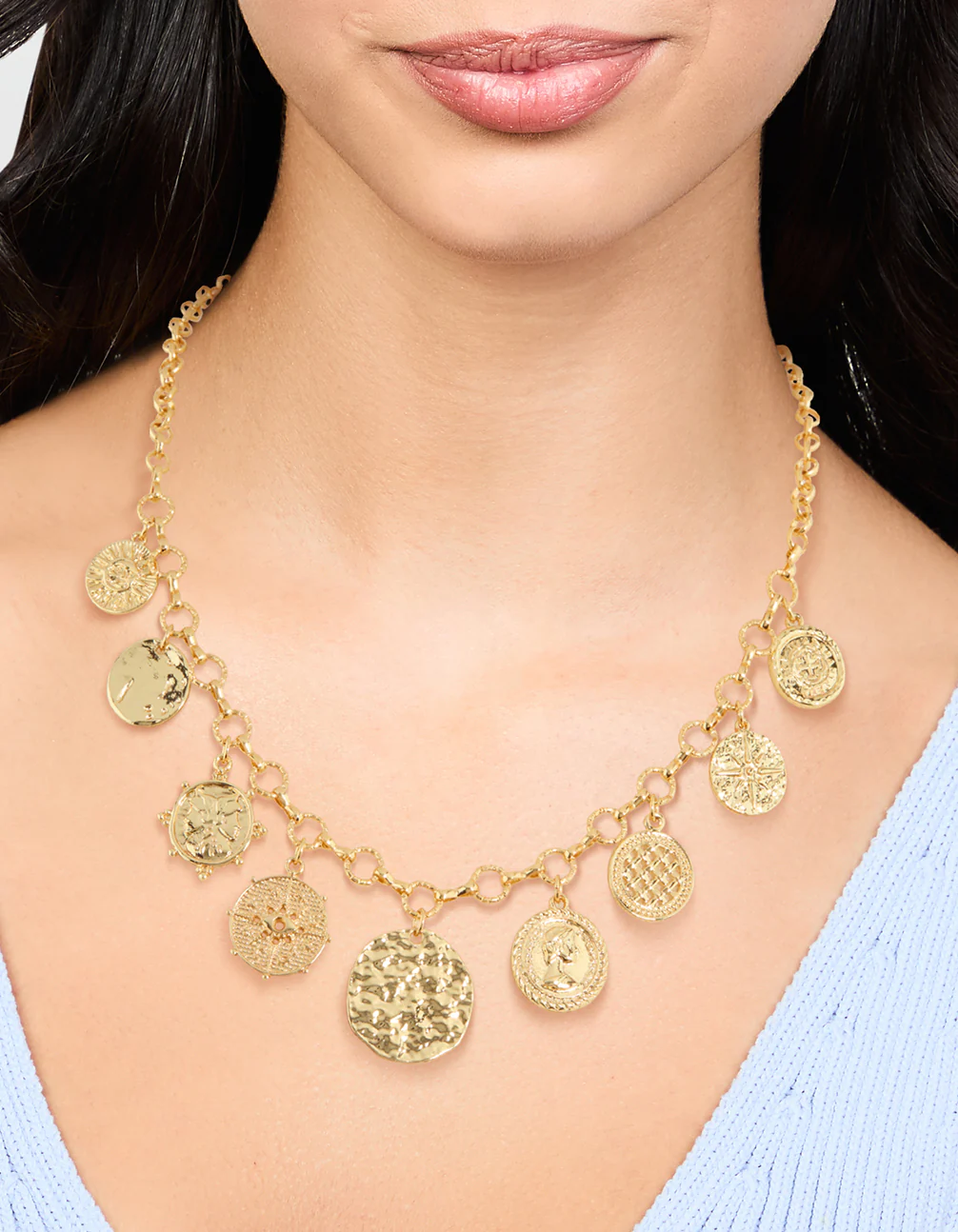 Gold Plated Coin Disc Charm Pendant Necklace - Image 3