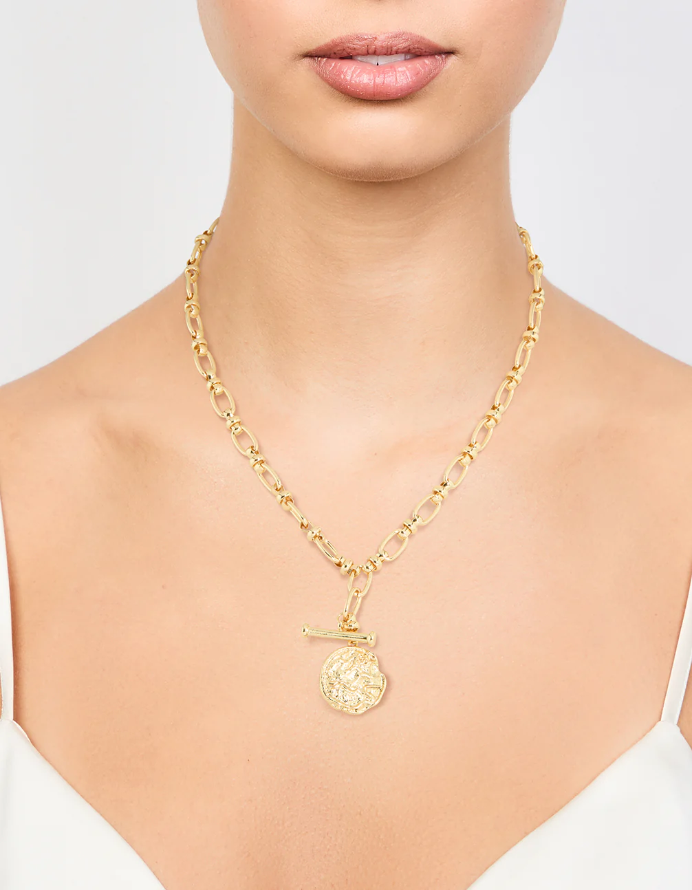 Gold Plated Coin Pendant T&O Necklace - Image 2
