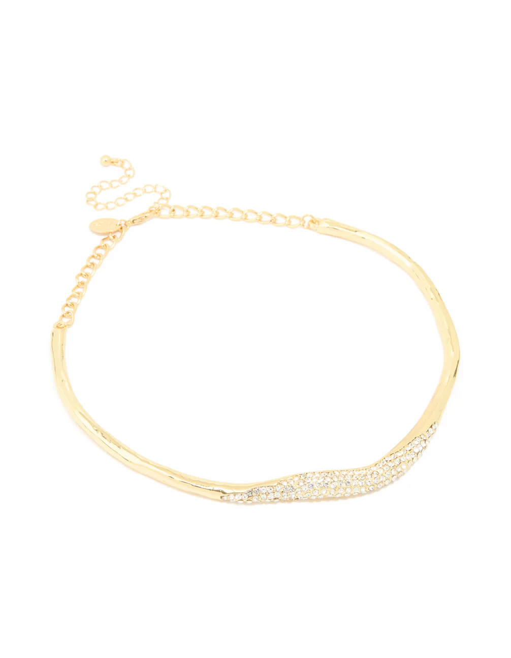 Gold Plated Collar Diamante Pave Necklace - Image 2