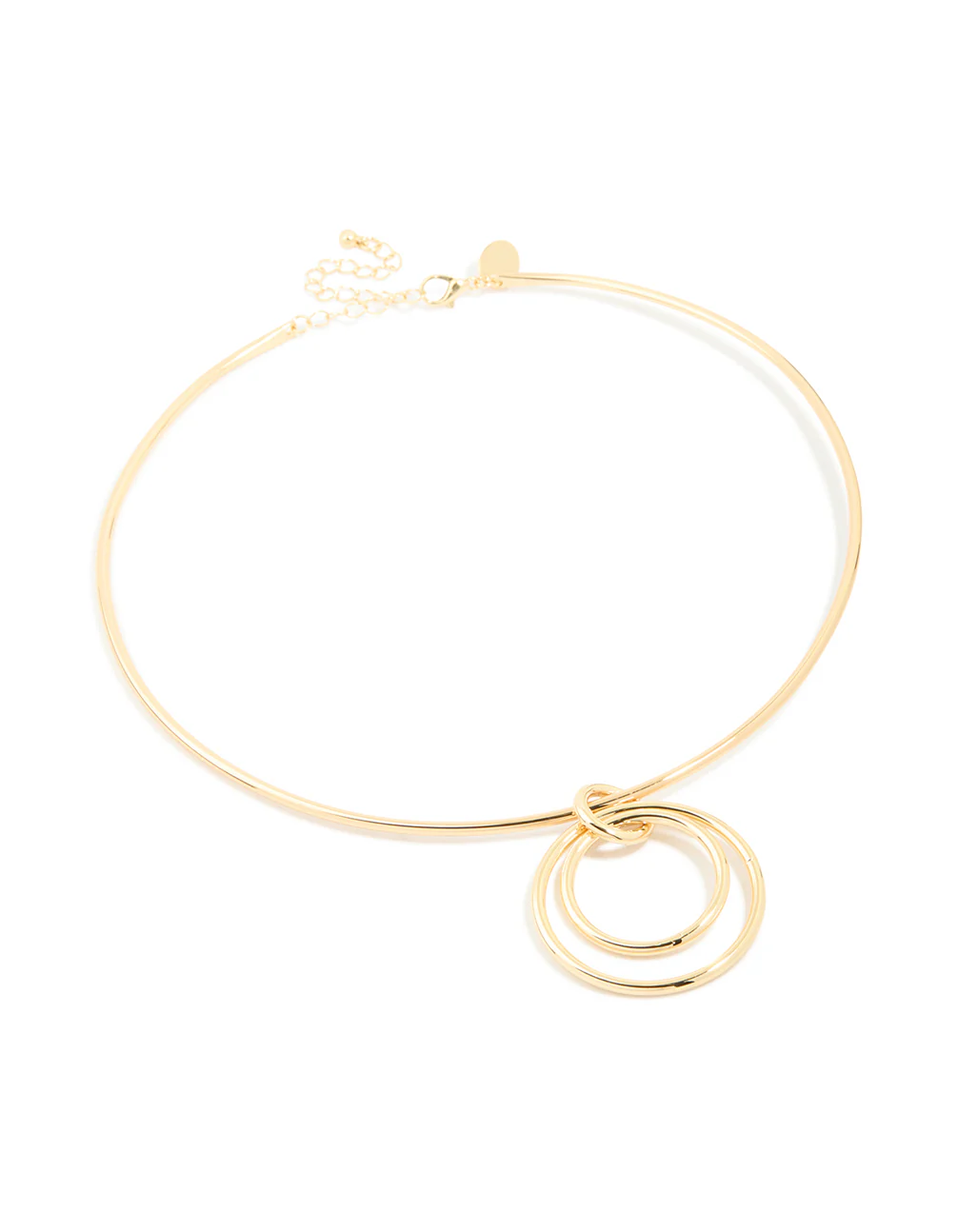 Gold Plated Collar Double Oval Pendant Necklace - Image 4