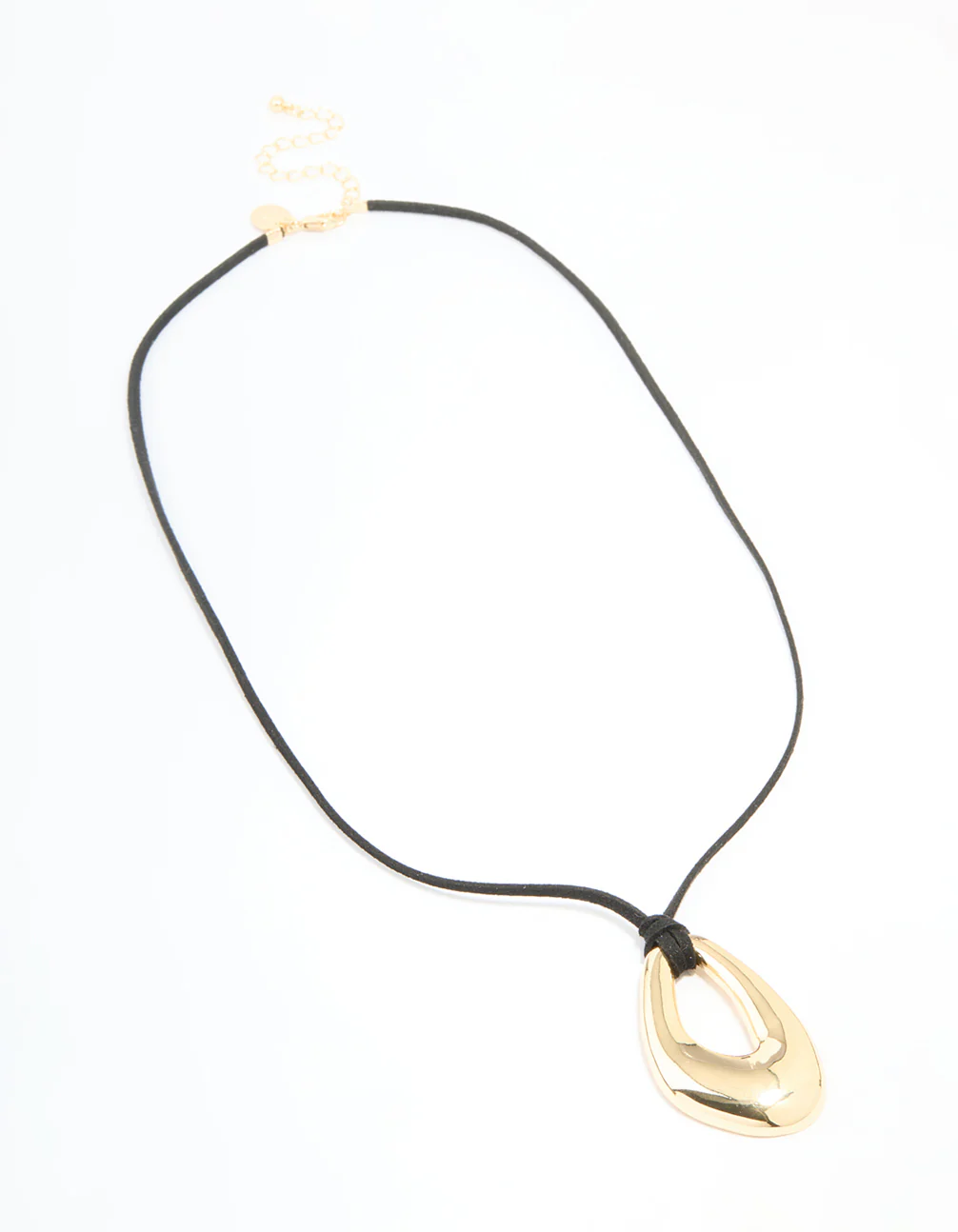 Gold Plated Cord Open Oval Long Necklace - Image 4