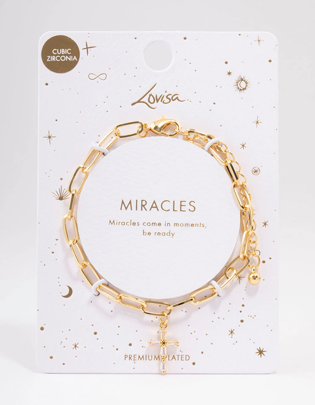 Gold Plated Cross Charm Chain Bracelet - Image 2