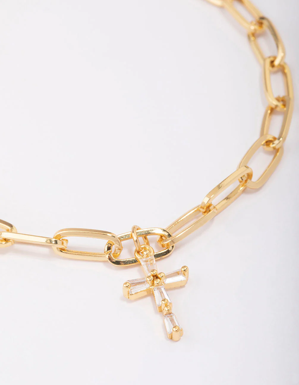 Gold Plated Cross Charm Chain Bracelet - Image 3