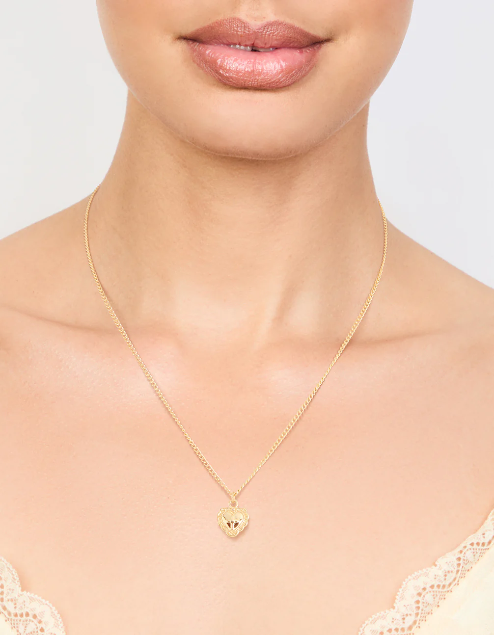Gold Plated Cross Heart Pendant Necklace - Image 2