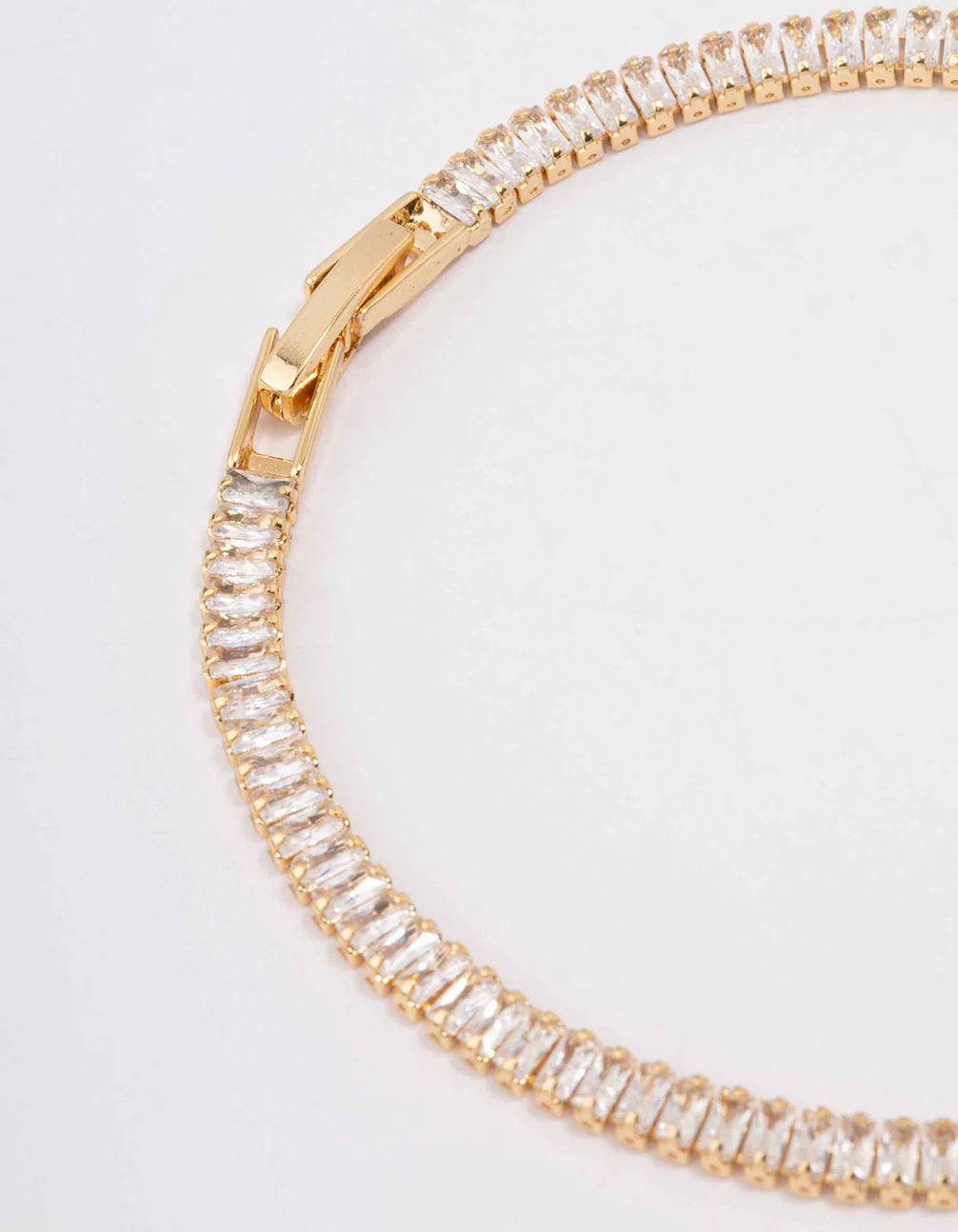 Gold Plated Brass Crystal Baguette Tennis Bracelet - Image 3