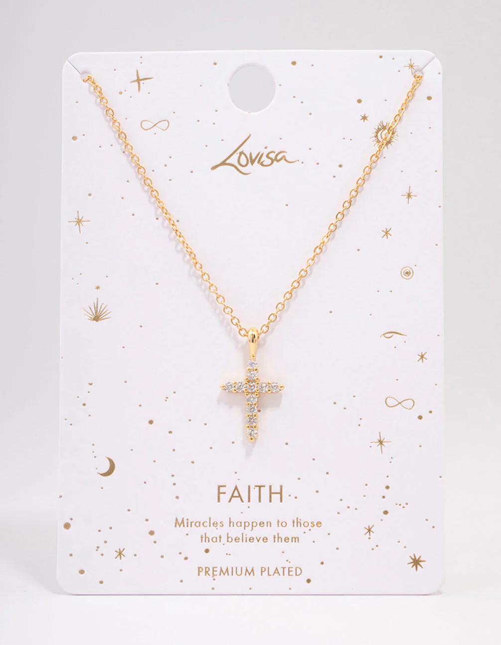 Gold Plated Crystal Cross Pendant Necklace - Image 2