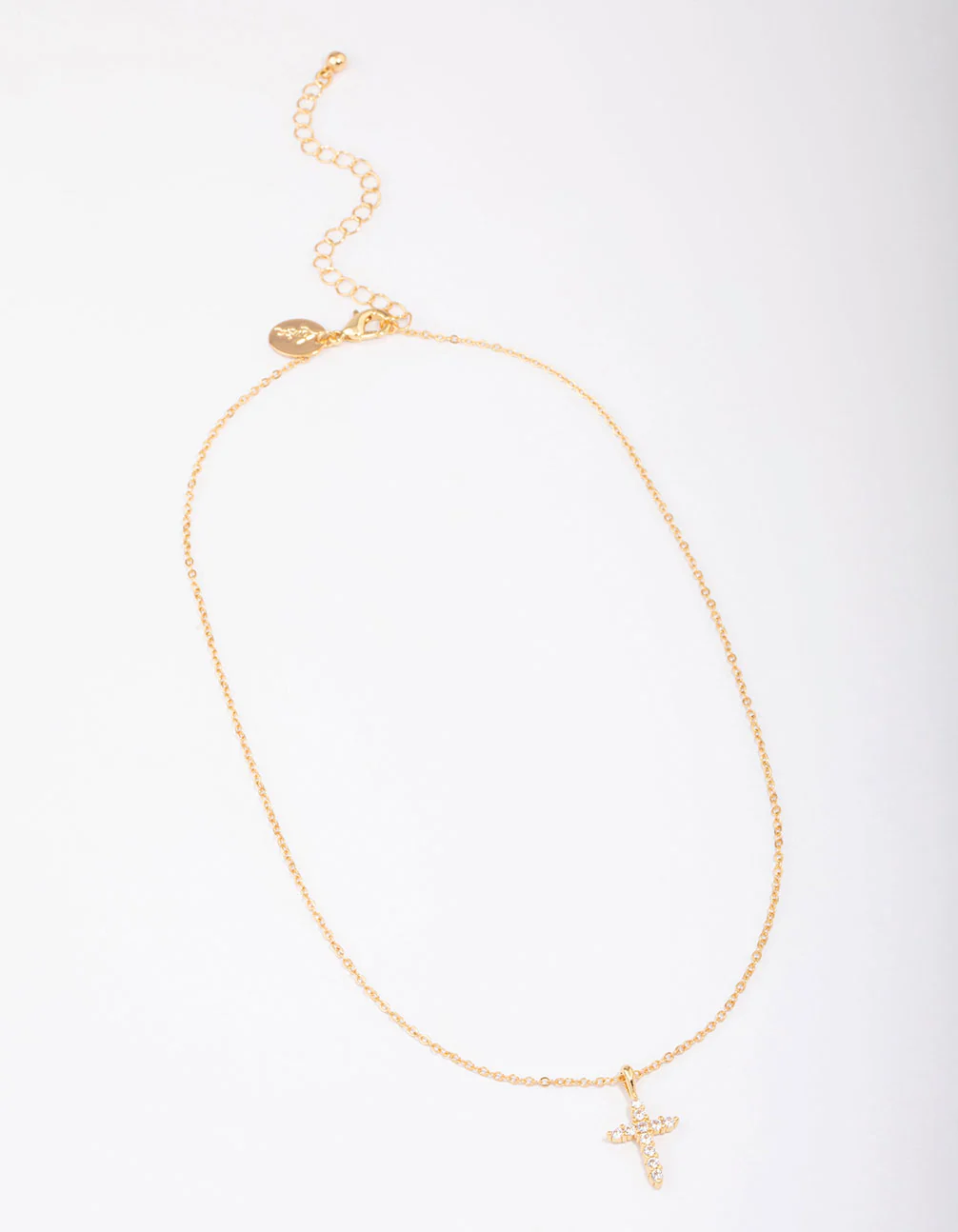 Gold Plated Crystal Cross Pendant Necklace - Image 3