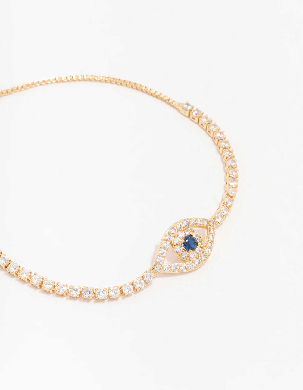 Gold Plated Brass Crystal Large Evil Eye Bracelet - Image 2