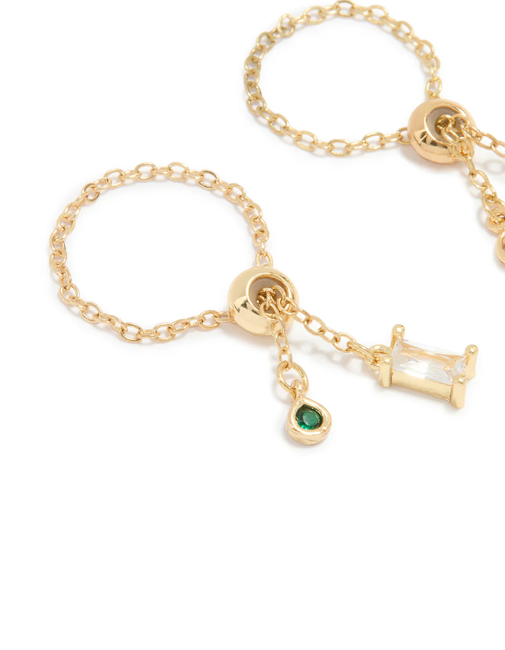 Gold Plated Cubic Zirconia Adjustable Chain Rings 2-Pack - Image 2