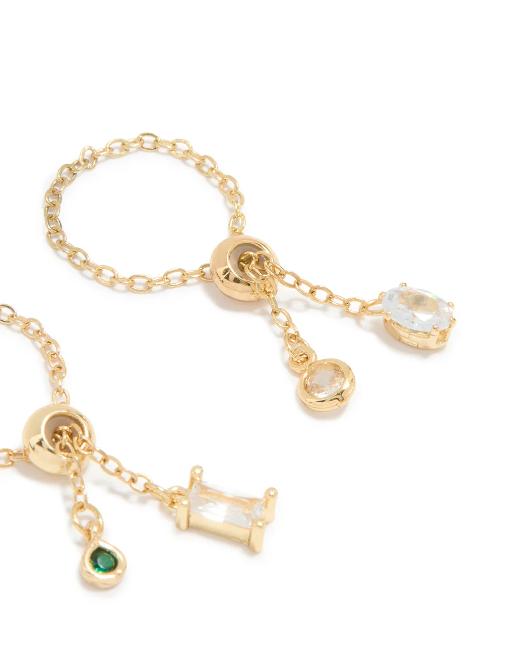 Gold Plated Cubic Zirconia Adjustable Chain Rings 2-Pack - Image 3