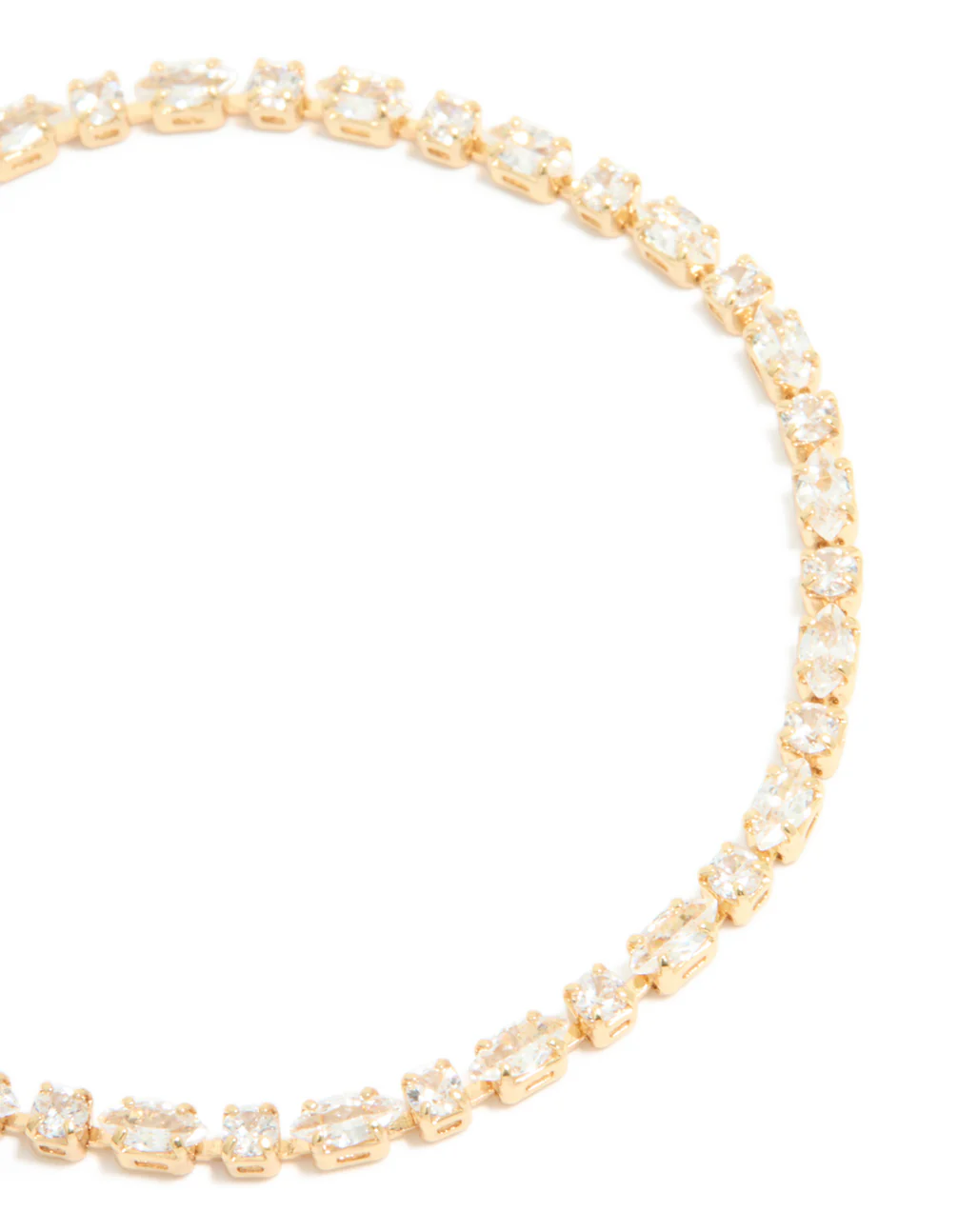 Gold Plated Cubic Zirconia Alternating Round & Oval Tennis Bracelet - Image 3
