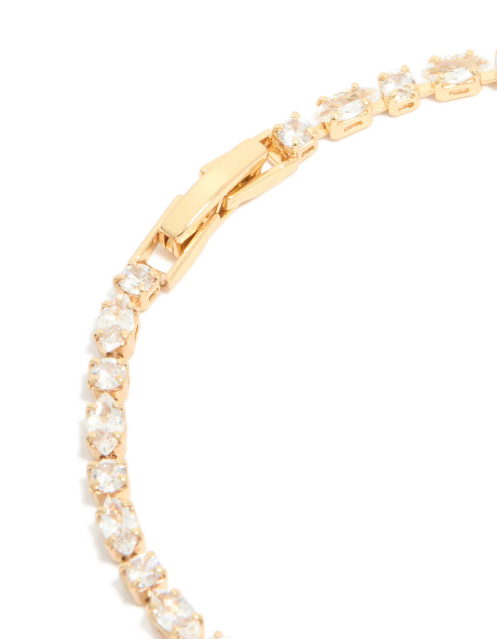 Gold Plated Cubic Zirconia Alternating Round & Oval Tennis Bracelet - Image 4