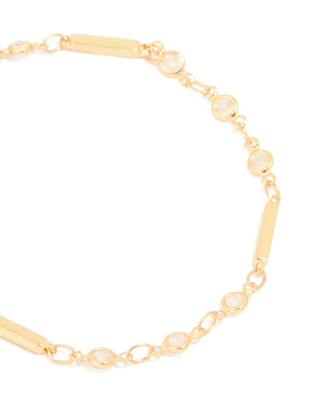 Gold Plated Cubic Zirconia Bar Chain Bracelet - Image 3