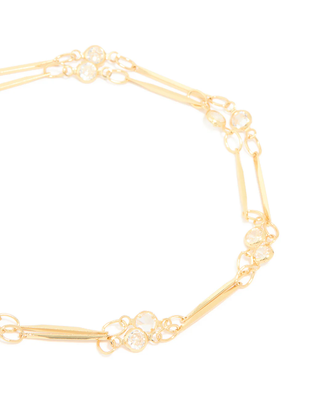 Gold Plated Cubic Zirconia & Bar Layered Bracelet - Image 3
