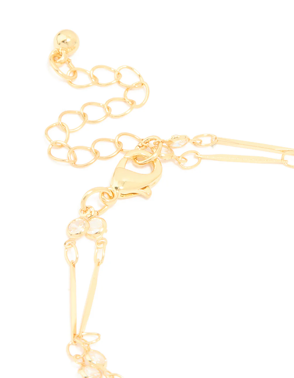 Gold Plated Cubic Zirconia & Bar Layered Bracelet - Image 5