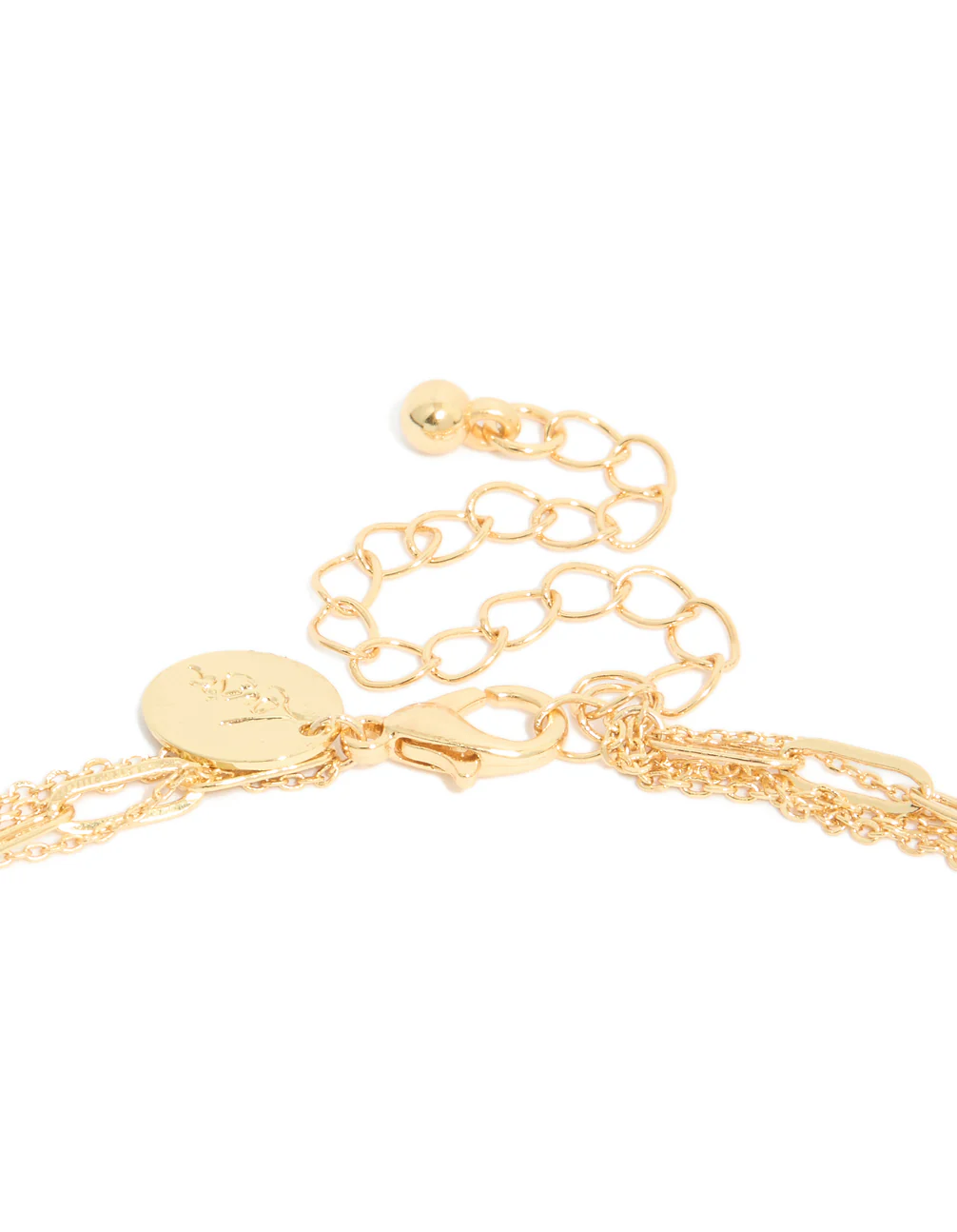 Gold Plated Cubic Zirconia Beaded Heart & Star Layered Necklace - Image 3