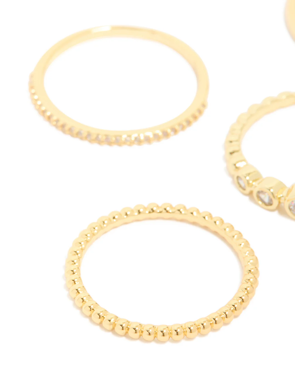 Gold Plated Cubic Zirconia Bezel Rings 5-Pack - Image 2