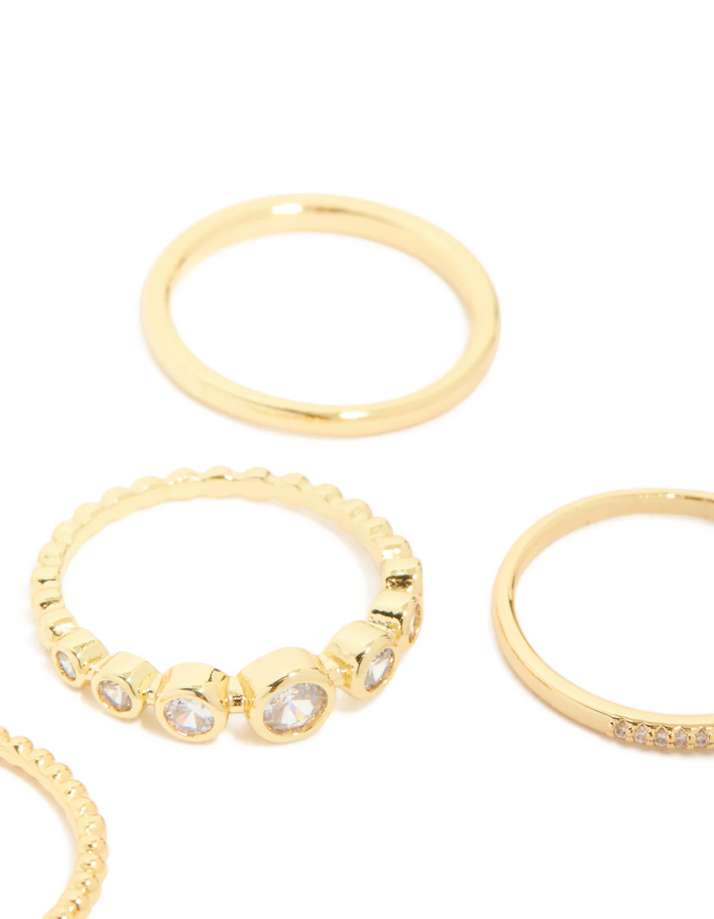 Gold Plated Cubic Zirconia Bezel Rings 5-Pack - Image 3