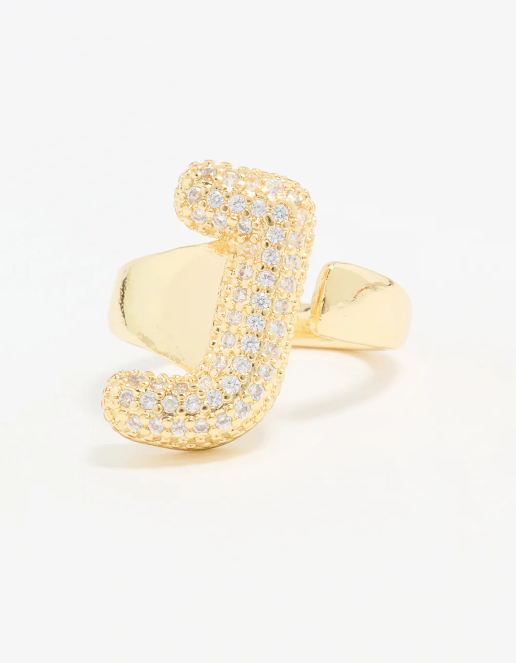 Gold Plated Cubic Zirconia Bubble J Pave Ring - Image 3