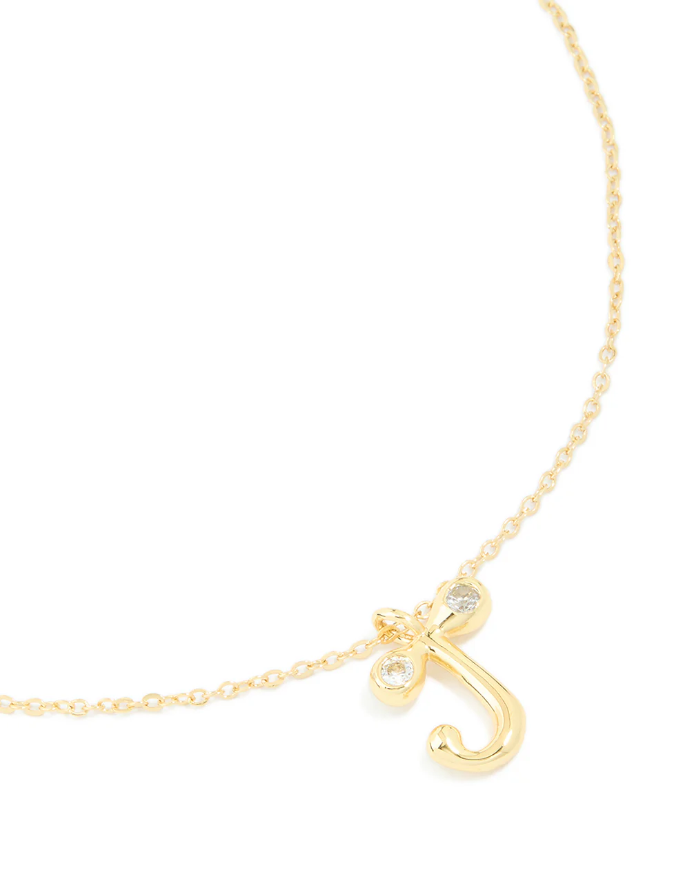 Gold Plated Cubic Zirconia Bubble Letter J Necklace - Image 2